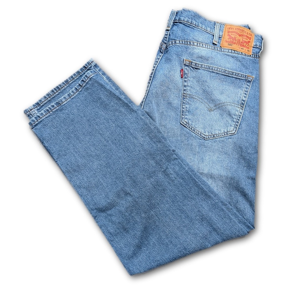 Levi's Mens Jeans 505 Blue 40x30 Straight Denim Pockets Stretch Light
